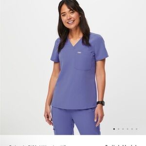 Figs Women's Purple V-Neck Scrub Top